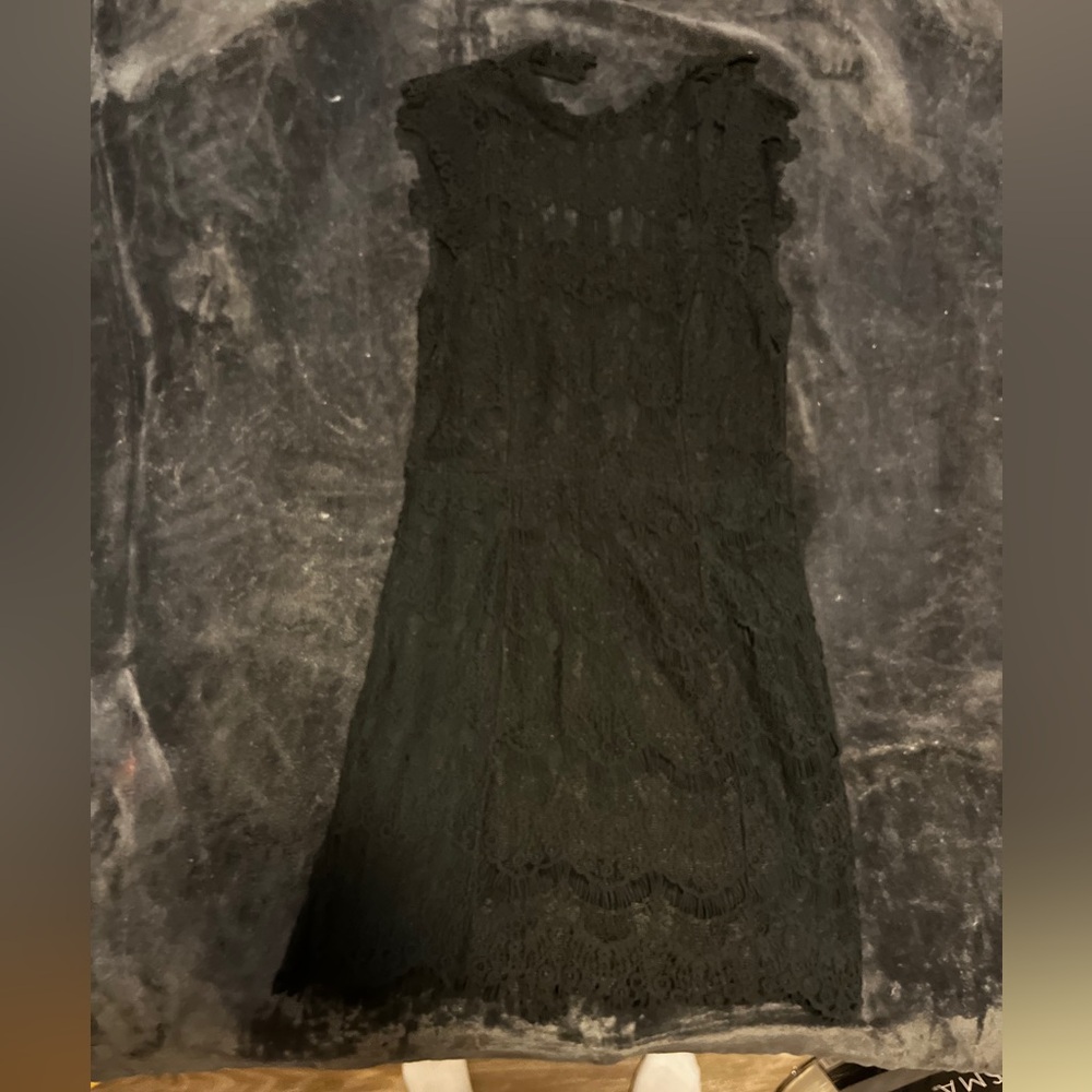 Free People Black Backless Lace Lined Dress Small